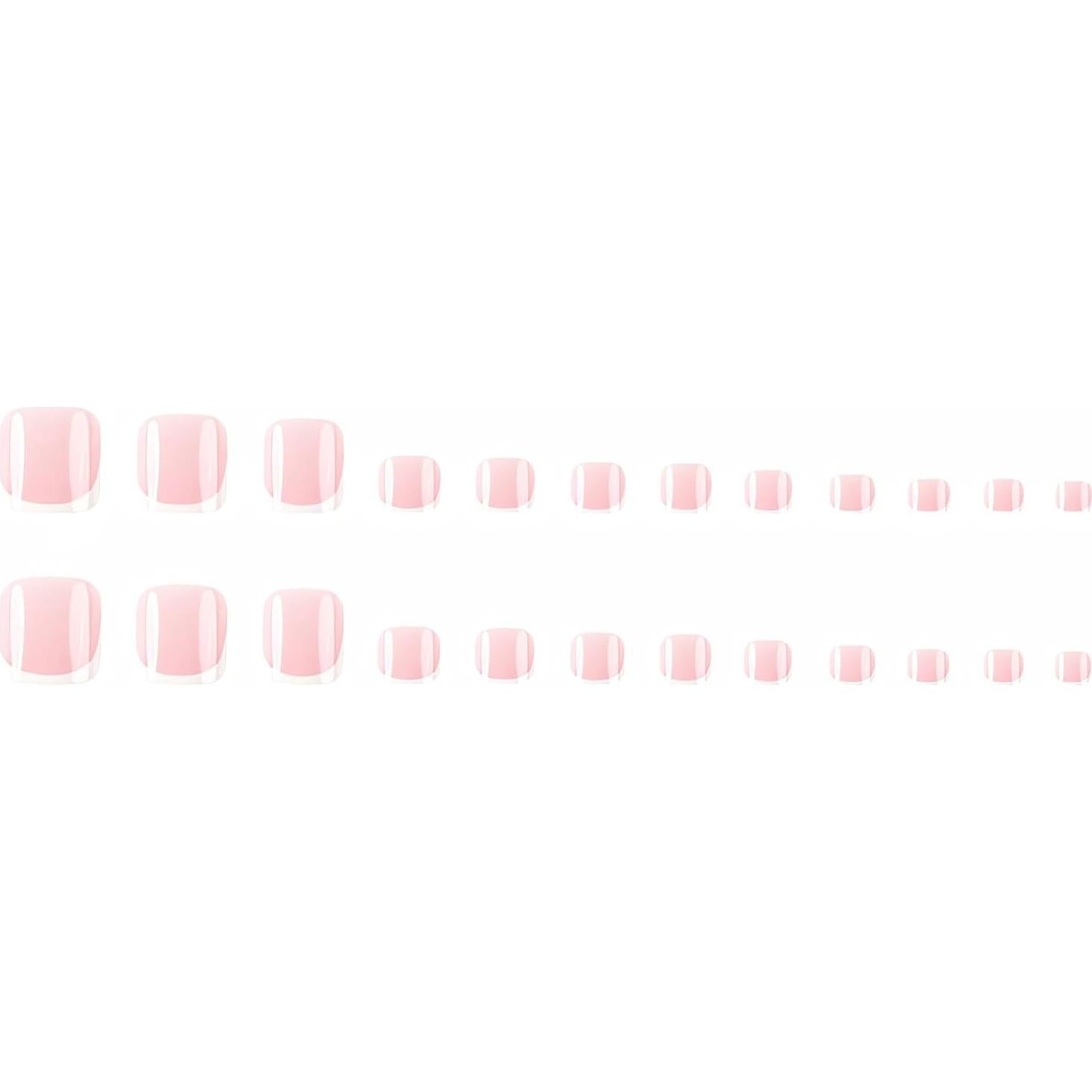 Uñas Postizas Cortas Cuadradas Rosa LPOODDNU 24 Pcs