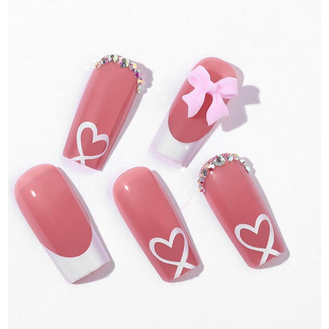 Uñas Postizas Francesas YKZFUI 24 Pzs Acrílico Medianas