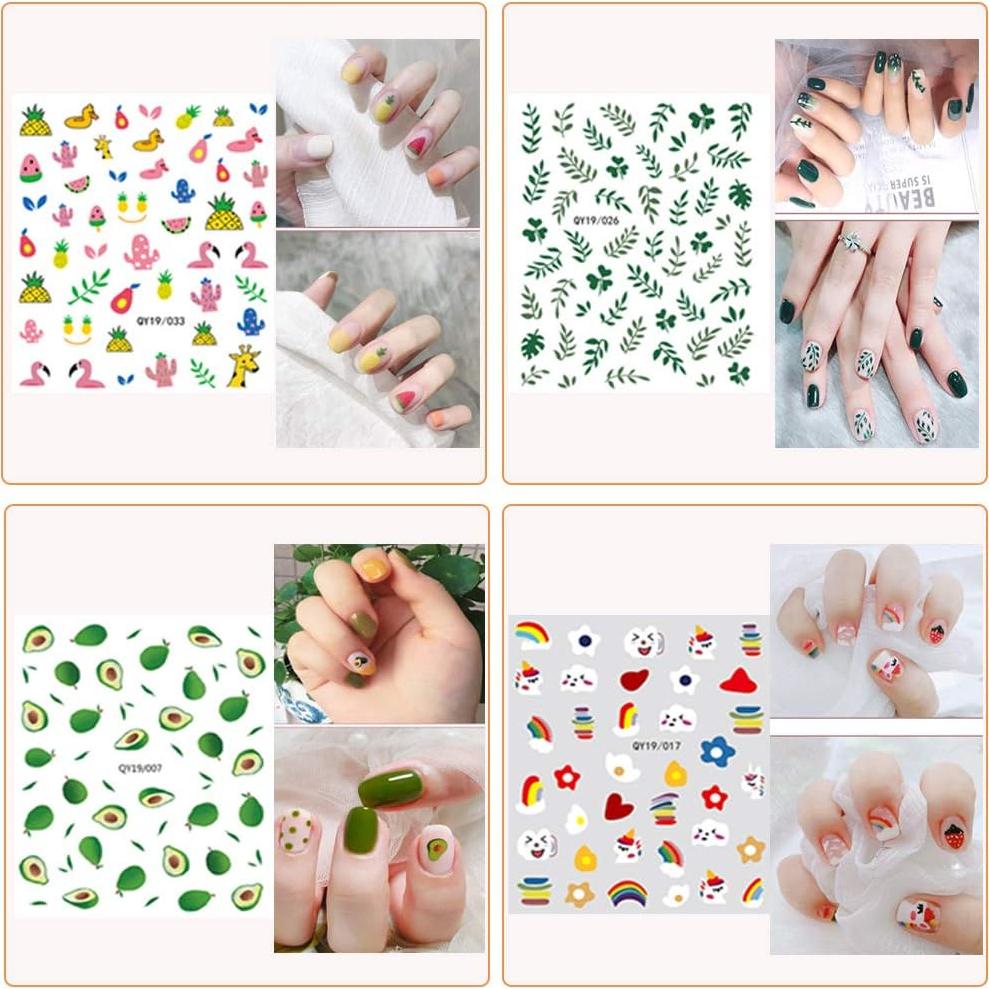 Calcomanías de Uñas IHUKEIT - 12 Hojas 3D Autoadhesivas