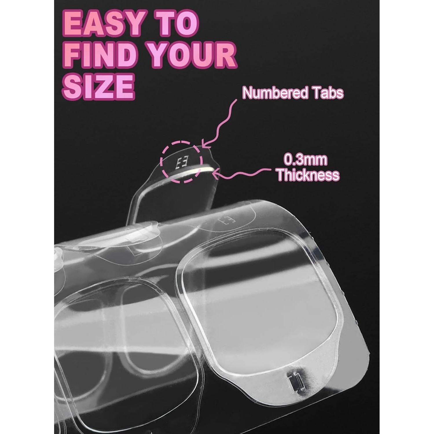 900 Pestañas Adhesivas para Uñas EBANKU Ultra Finas 0.3mm