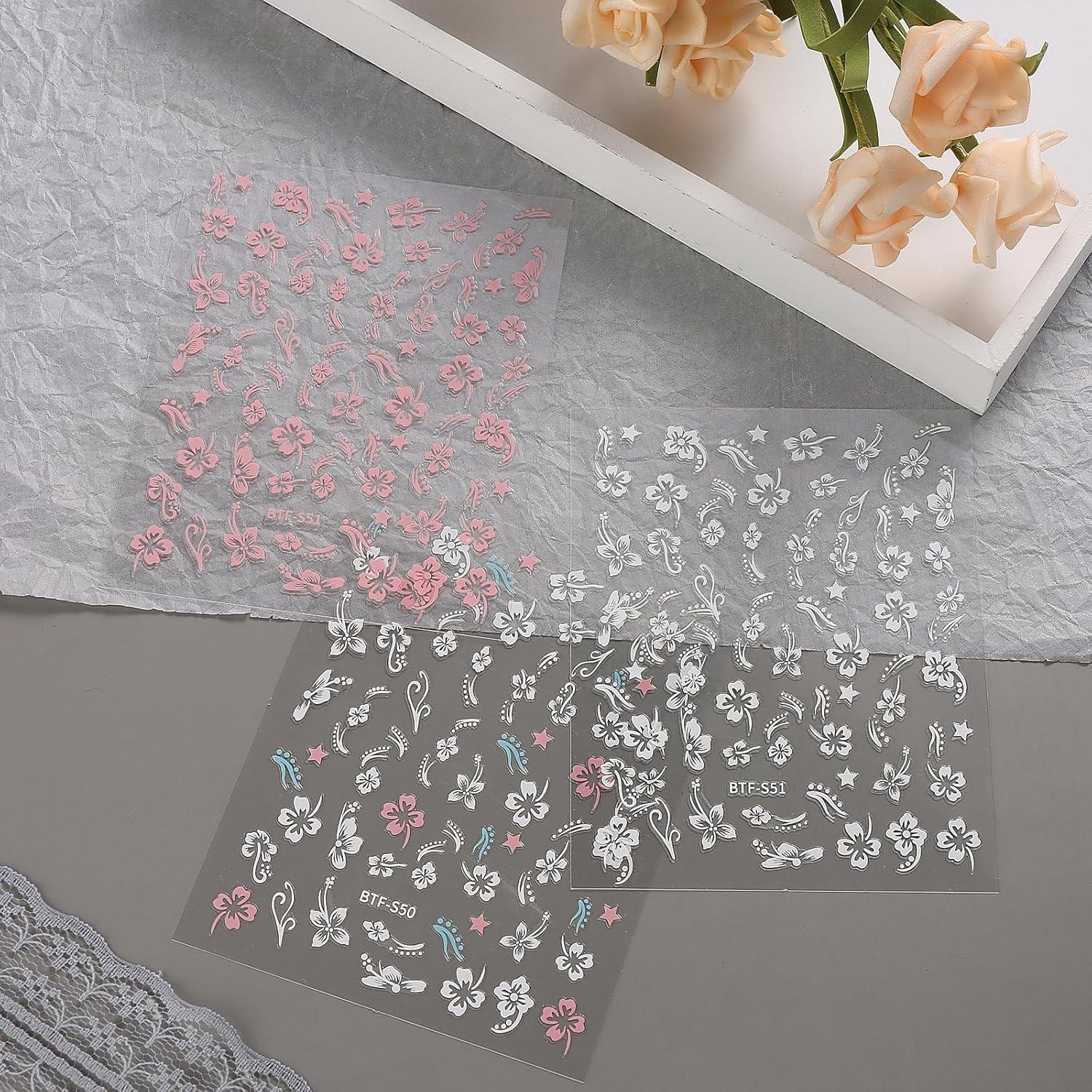 Pegatinas de Uñas JMEOWIO 9 Hojas Flores Coloridas