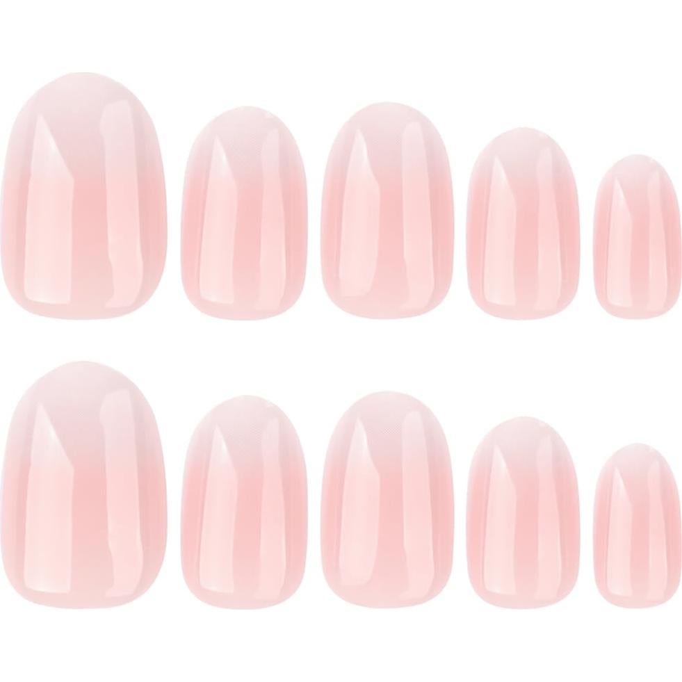 Uñas Postizas Cortas Ovaladas Mivota - Gradiente Rosa Nude 24 Pcs
