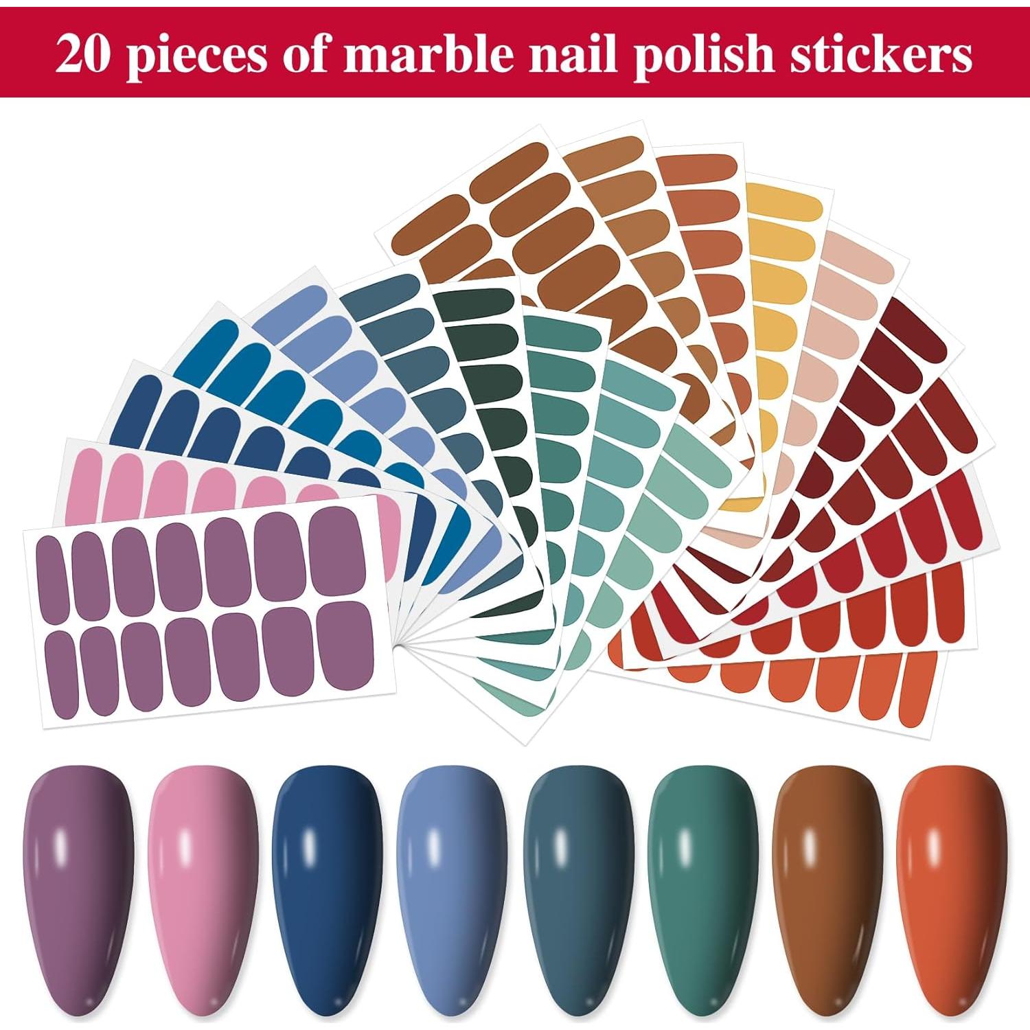 20 Hojas Calcomanías de Esmalte de Uñas YECIRALA - 280 Piezas