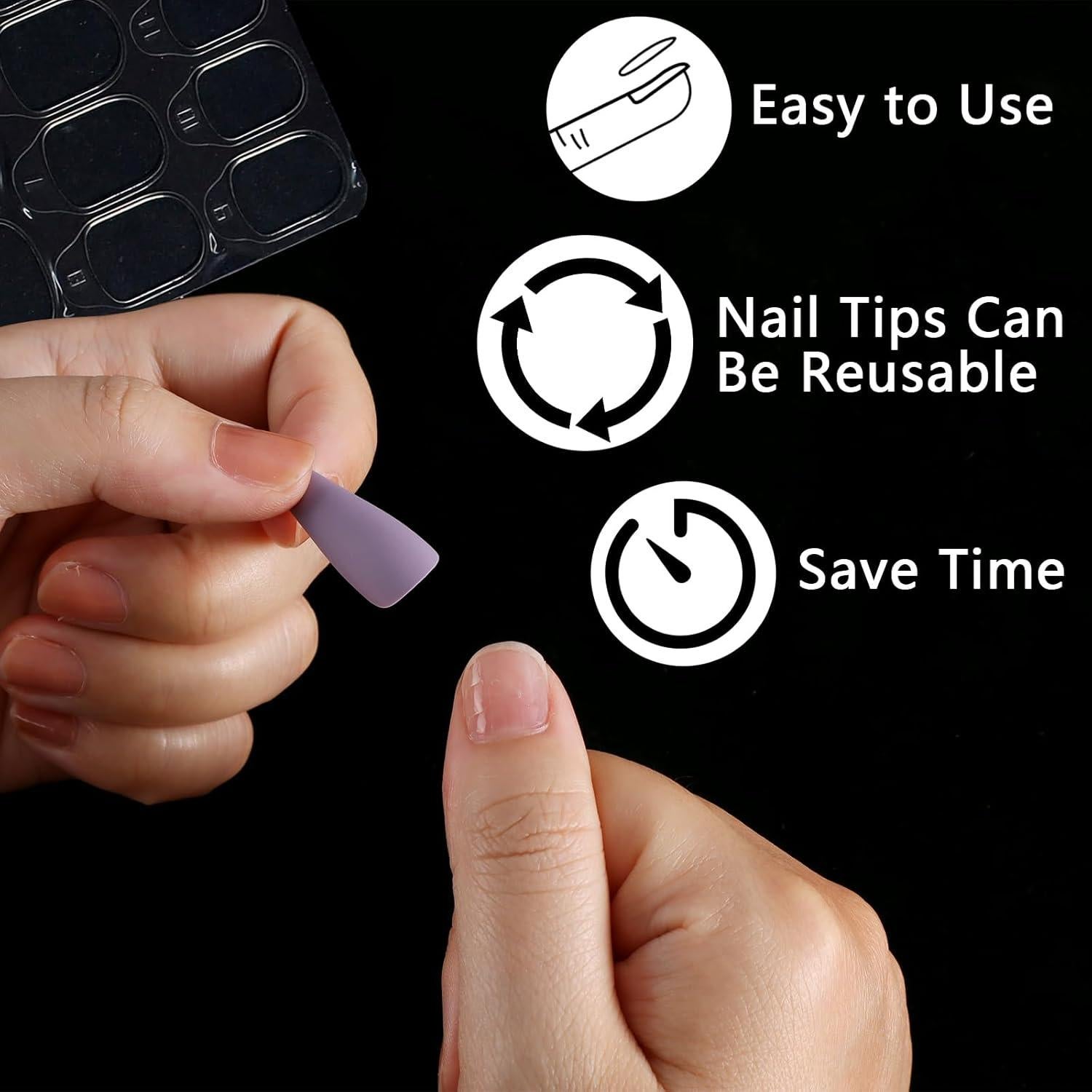 Etiquetas Adhesivas para Uñas Laza 300 Pcs 15 Tamaños