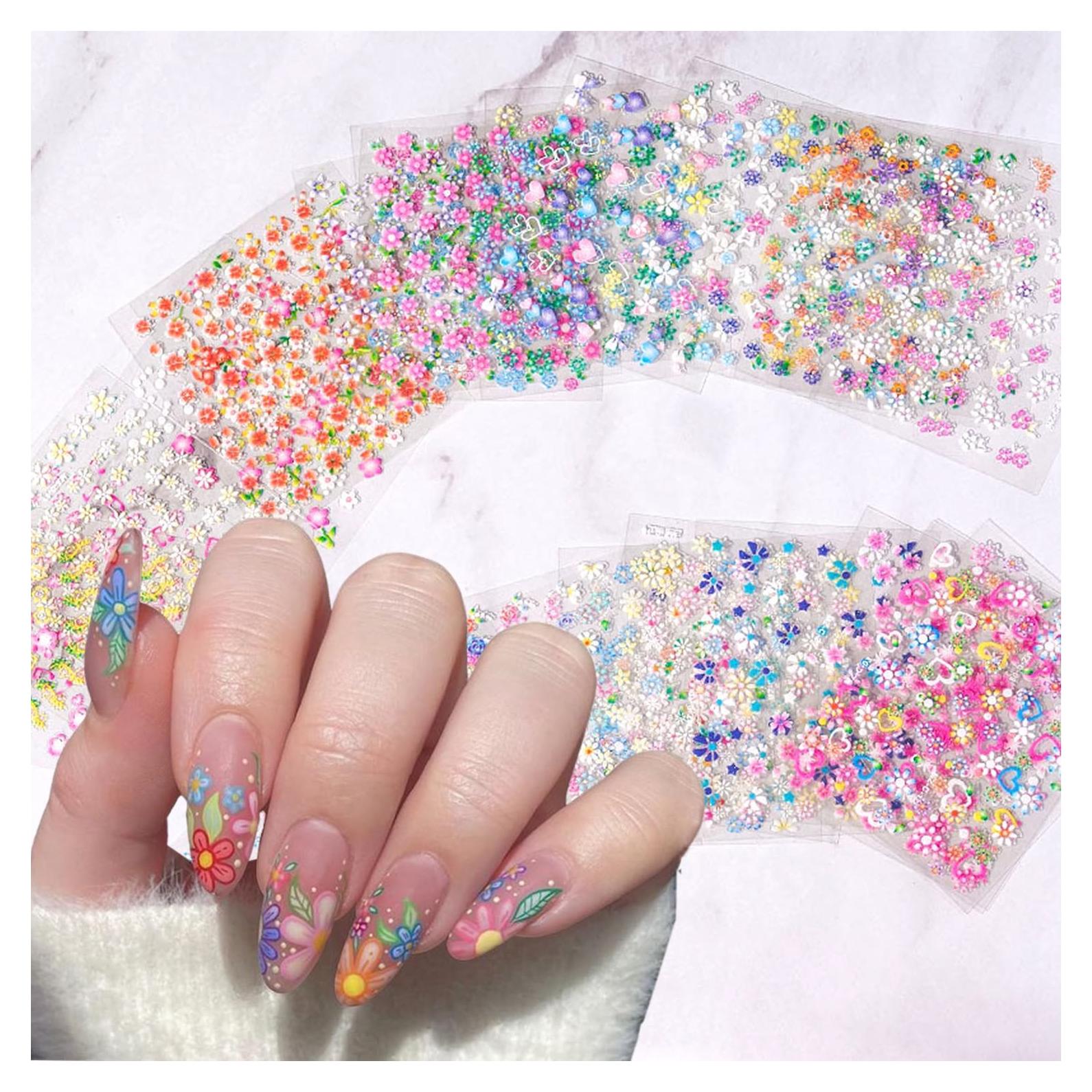 30 Hojas Calcomanías de Uñas Florales Coloridas NZRAESTRS