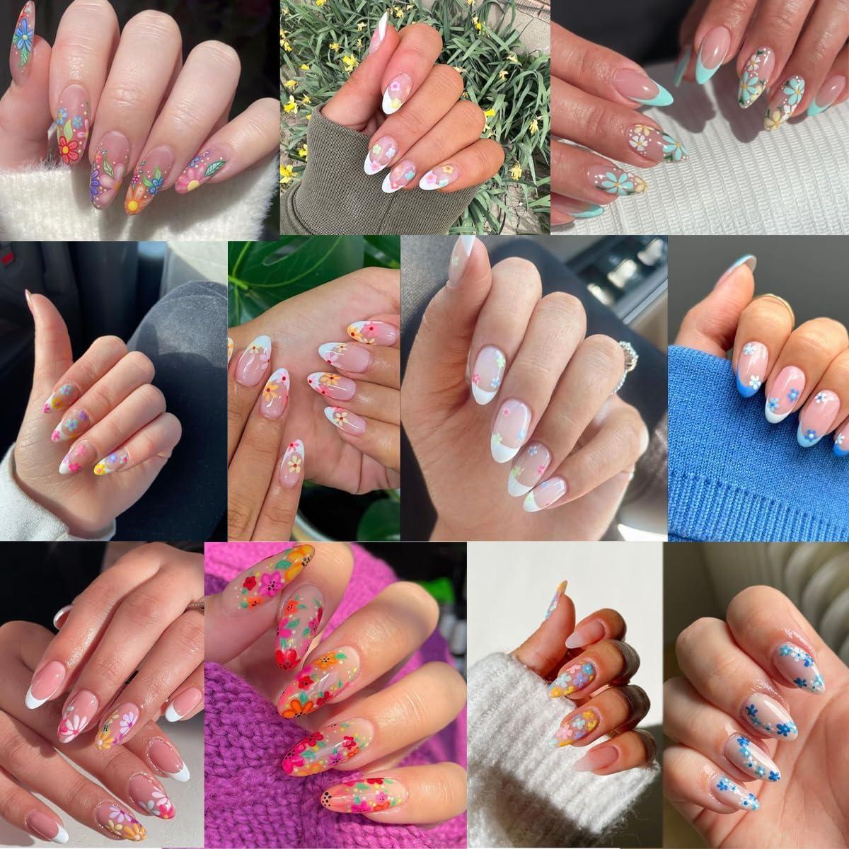 30 Hojas Calcomanías de Uñas Florales Coloridas NZRAESTRS