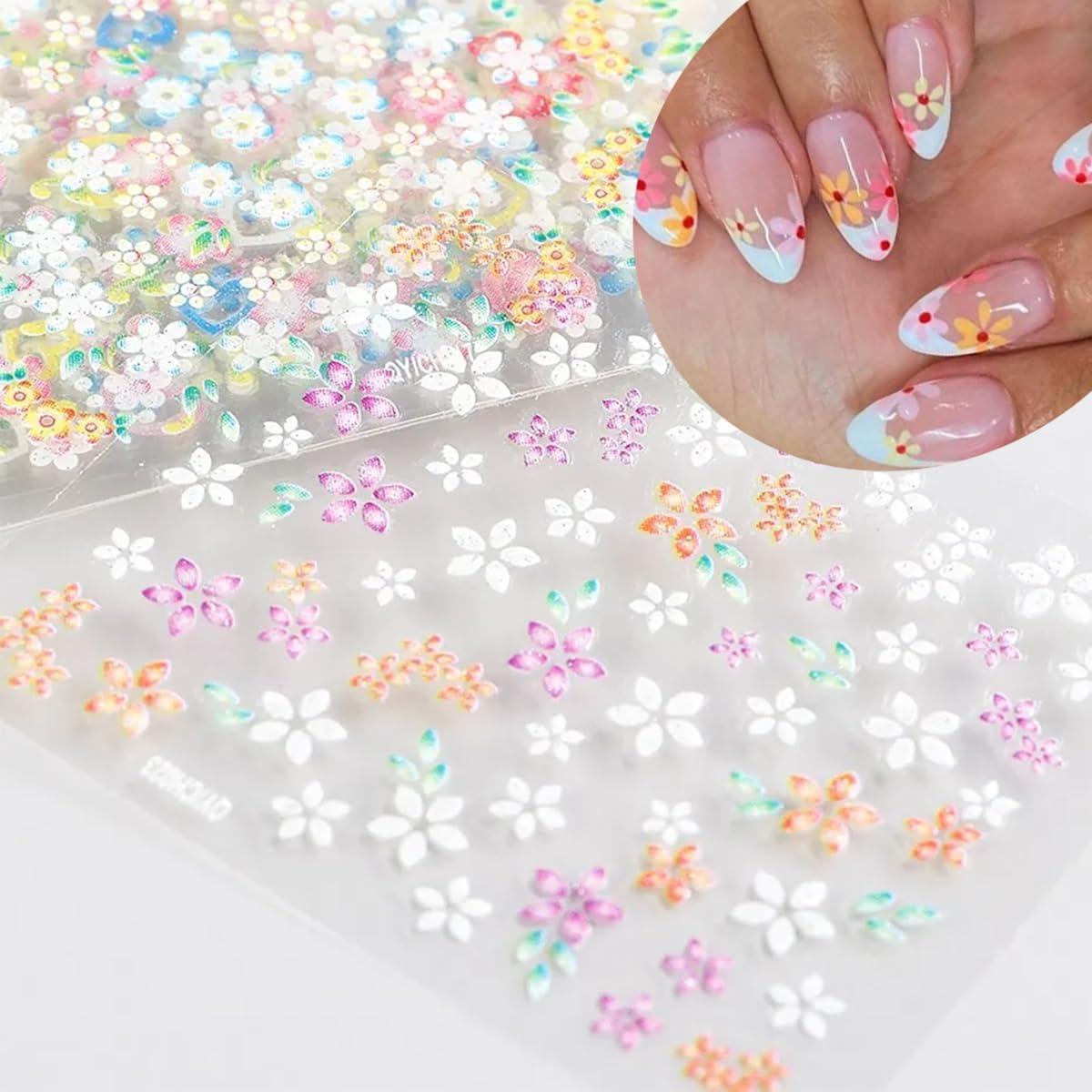 30 Hojas Calcomanías de Uñas Florales Coloridas NZRAESTRS