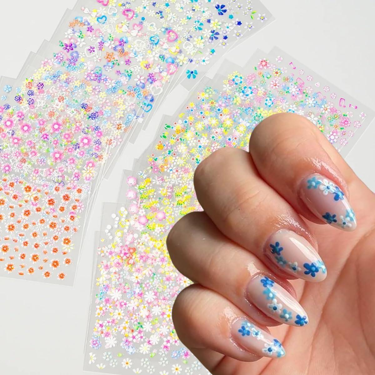 30 Hojas Calcomanías de Uñas Florales Coloridas NZRAESTRS