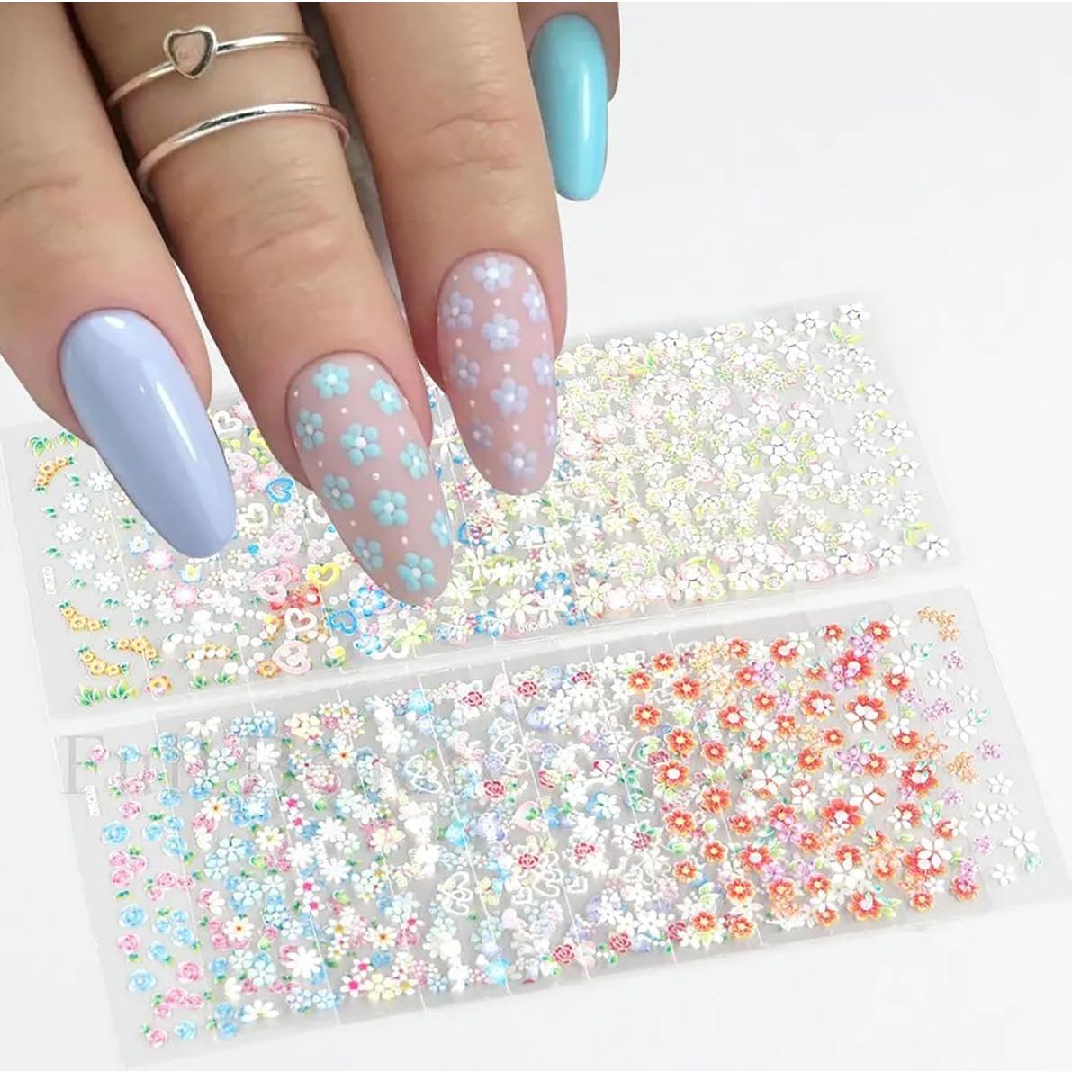 30 Hojas Calcomanías de Uñas Florales Coloridas NZRAESTRS