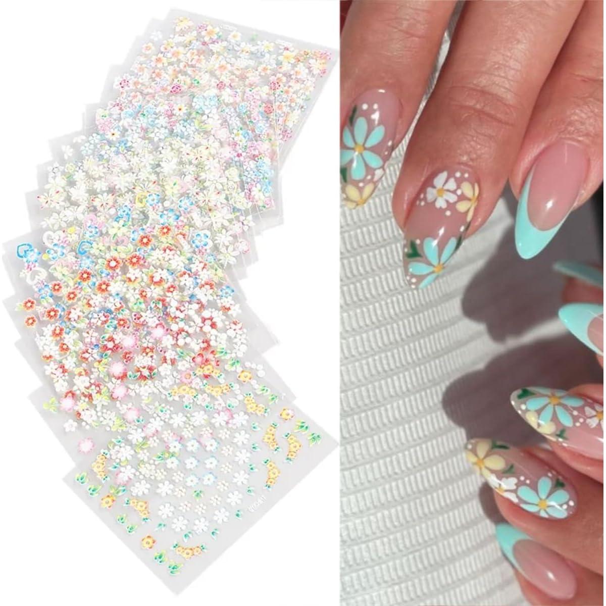 30 Hojas Calcomanías de Uñas Florales Coloridas NZRAESTRS