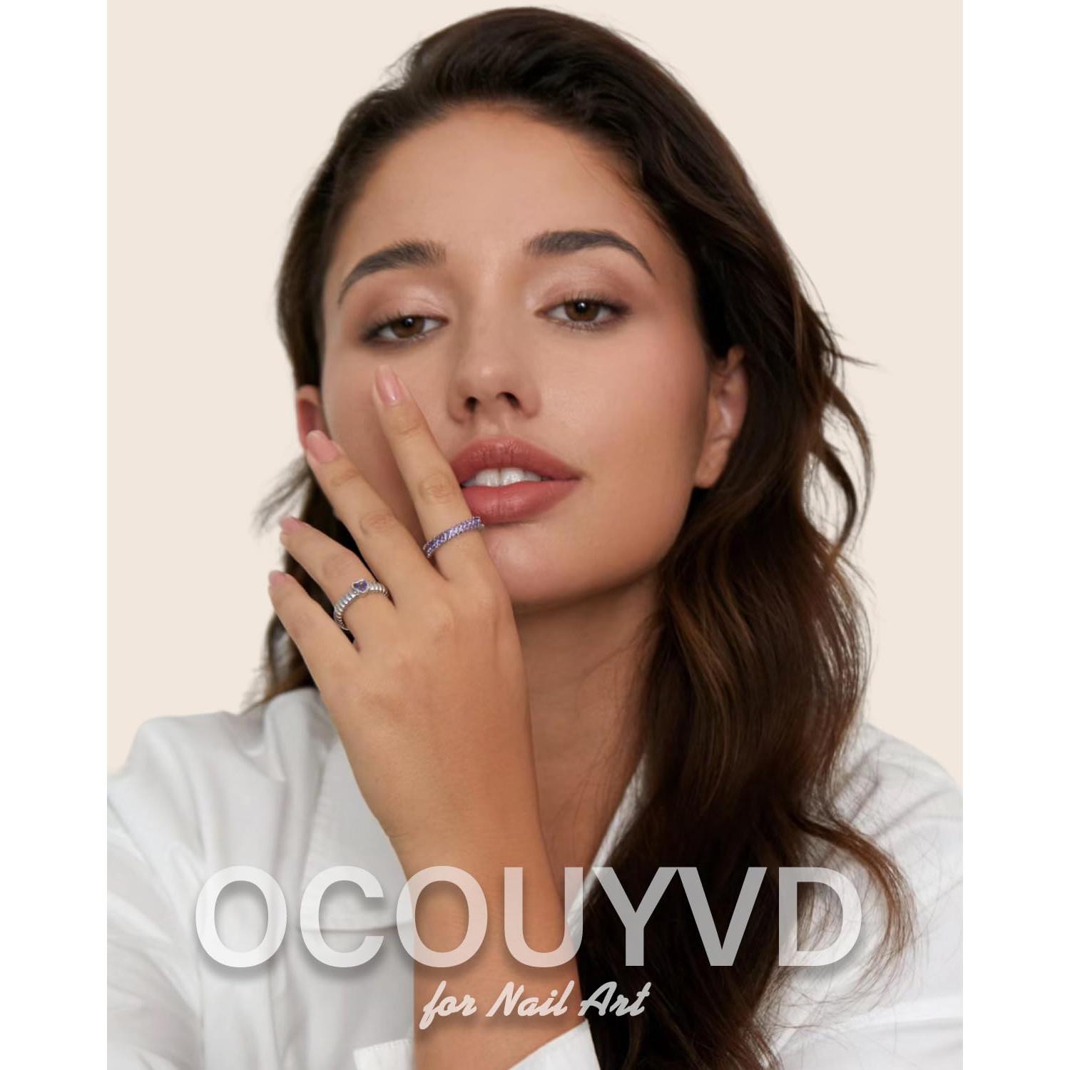 Uñas Postizas Cortas Acrílicas OCOUYVD Flores Rojas 24 Pcs