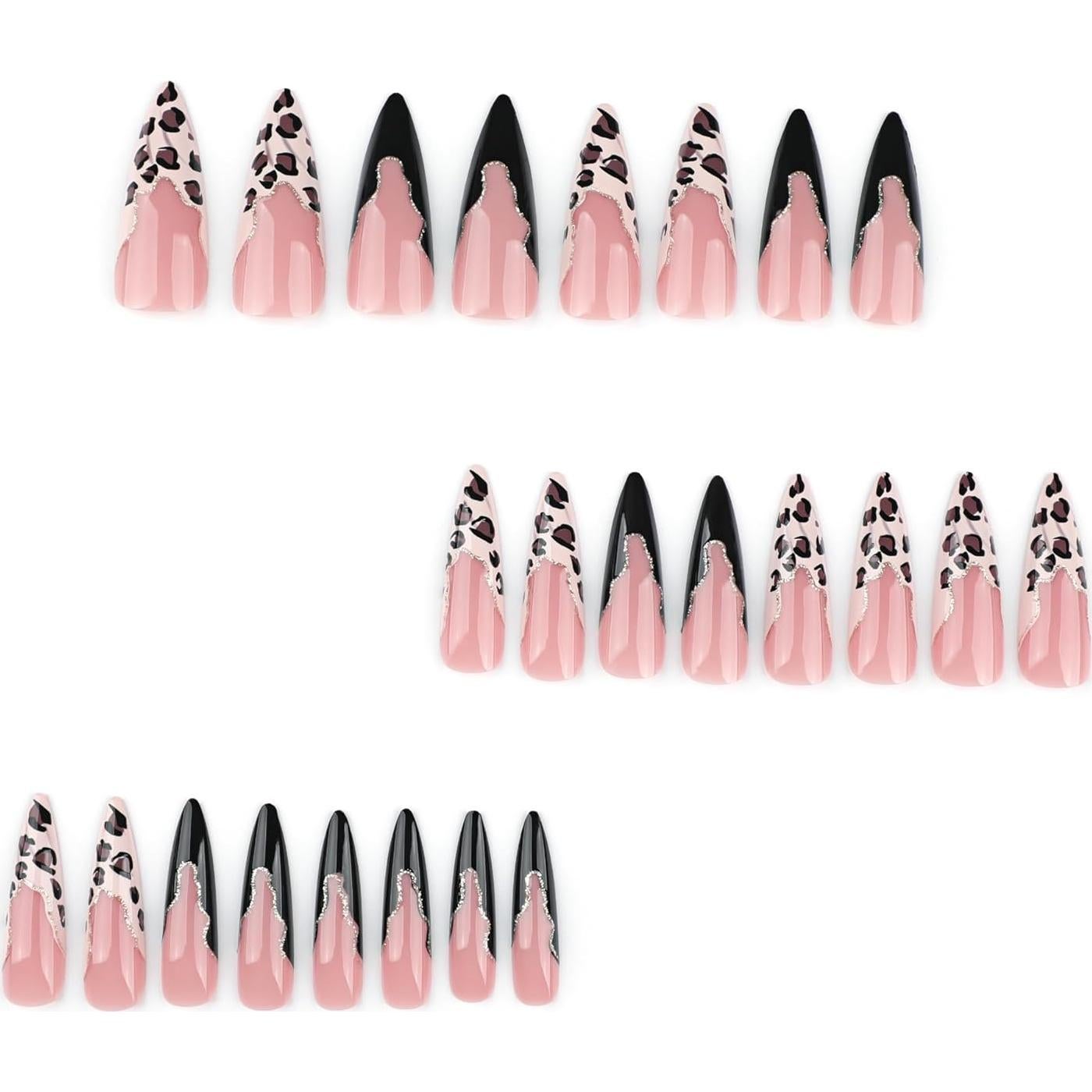 Uñas Postizas Stiletto Largas SINHOT 24 pcs con Pegamento