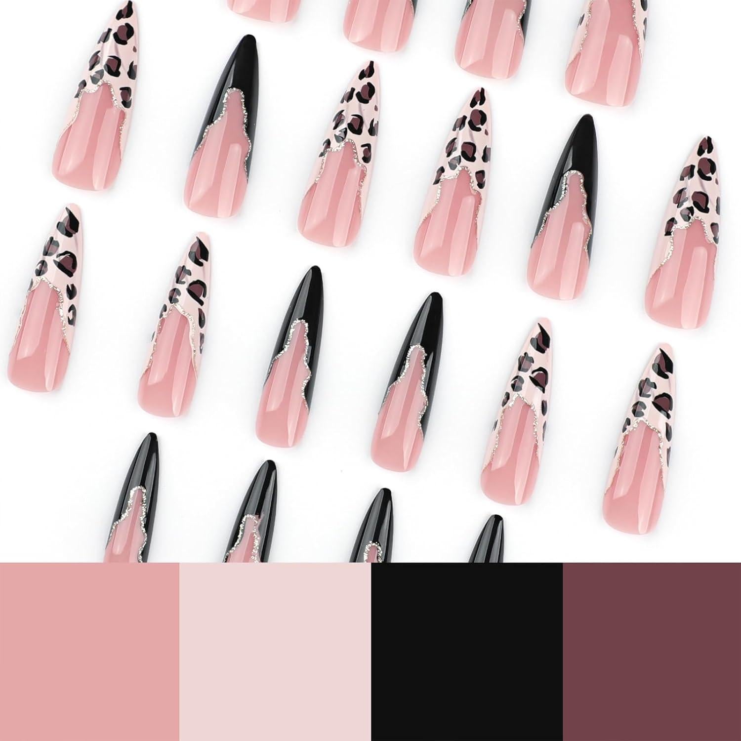 Uñas Postizas Stiletto Largas SINHOT 24 pcs con Pegamento