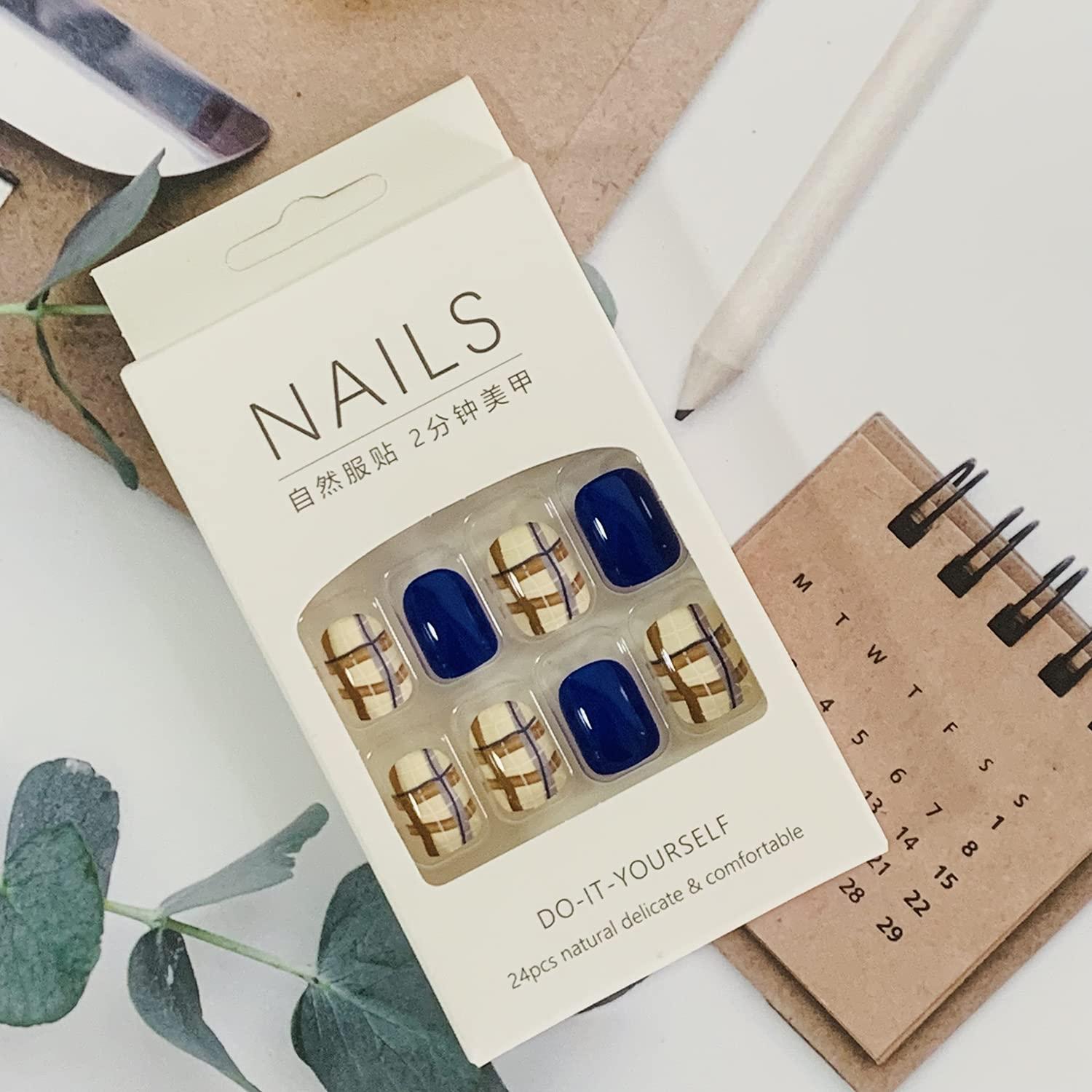 Uñas Postizas Cortas Coffin Onsdag - 24 Piezas Reutilizables