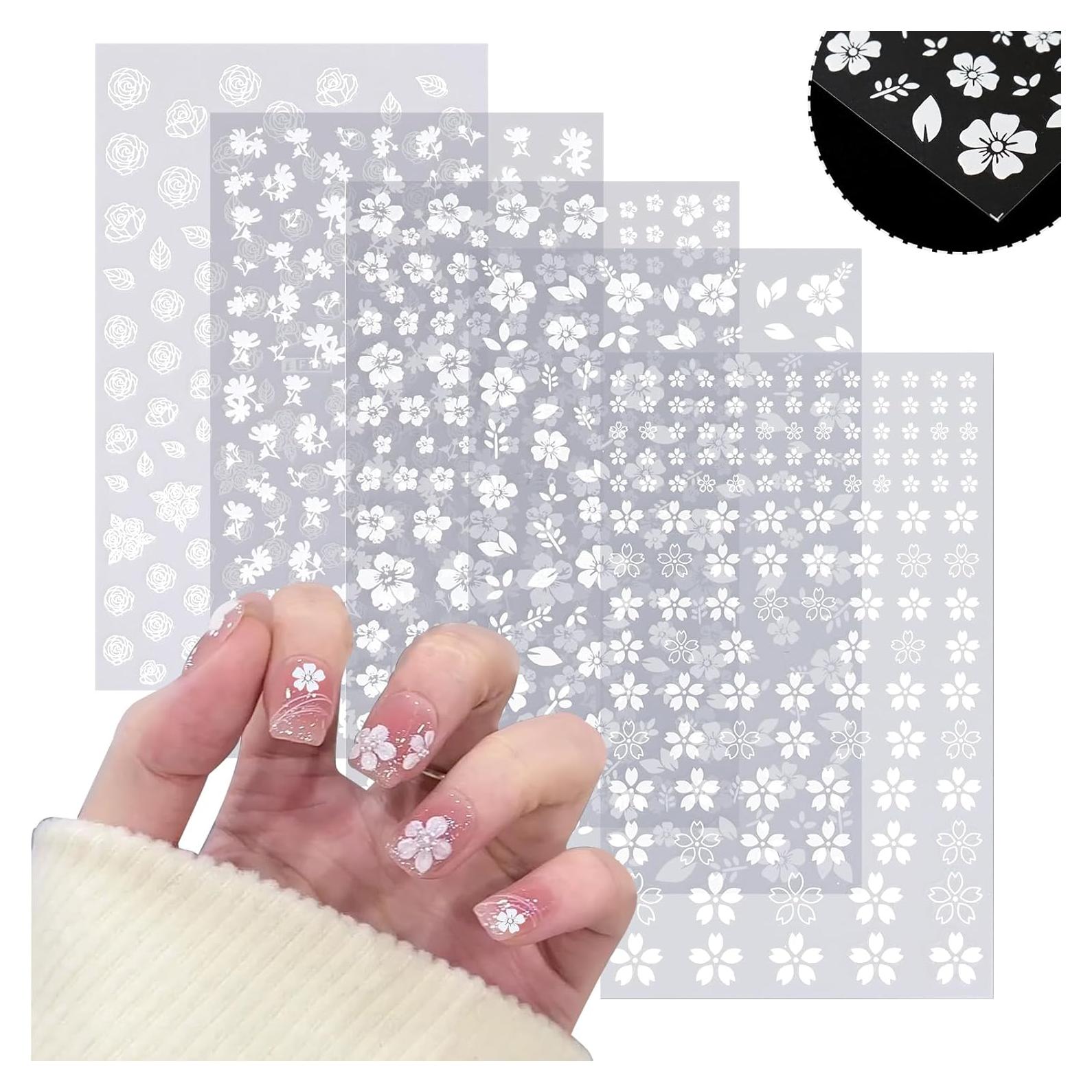 Calcomanías de Uñas 3D SIUSIO Flores de Primavera 5 Hojas