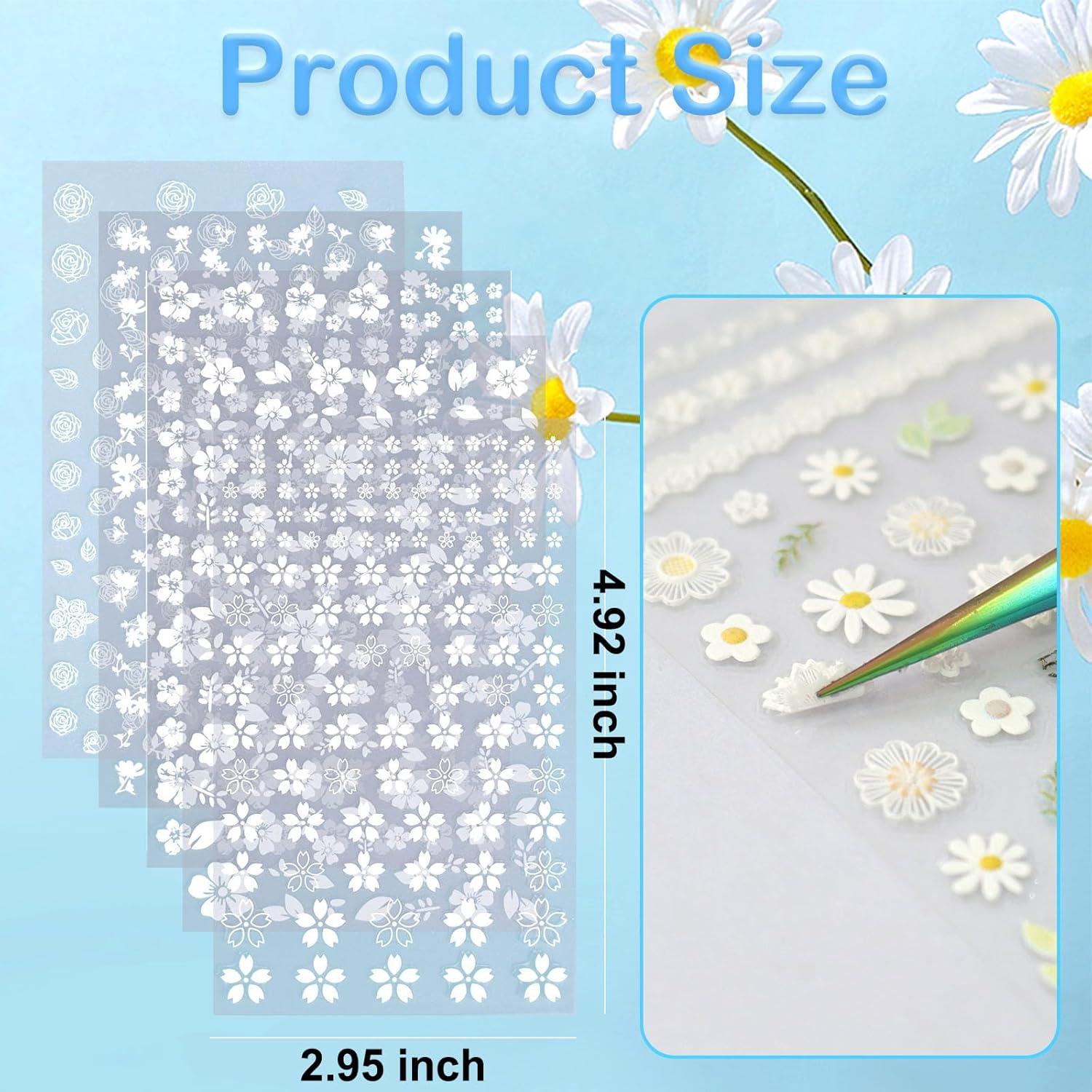 Calcomanías de Uñas 3D SIUSIO Flores de Primavera 5 Hojas