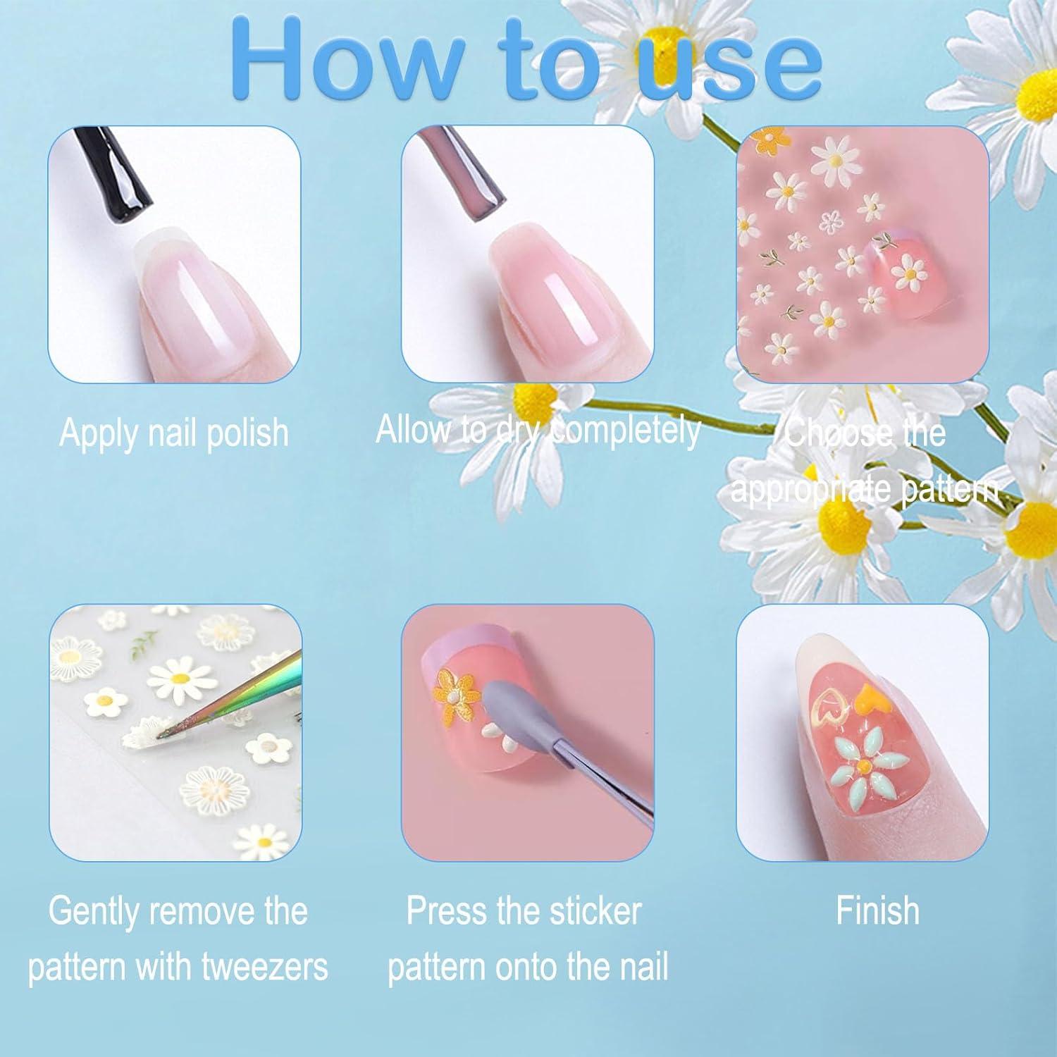 Calcomanías de Uñas 3D SIUSIO Flores de Primavera 5 Hojas