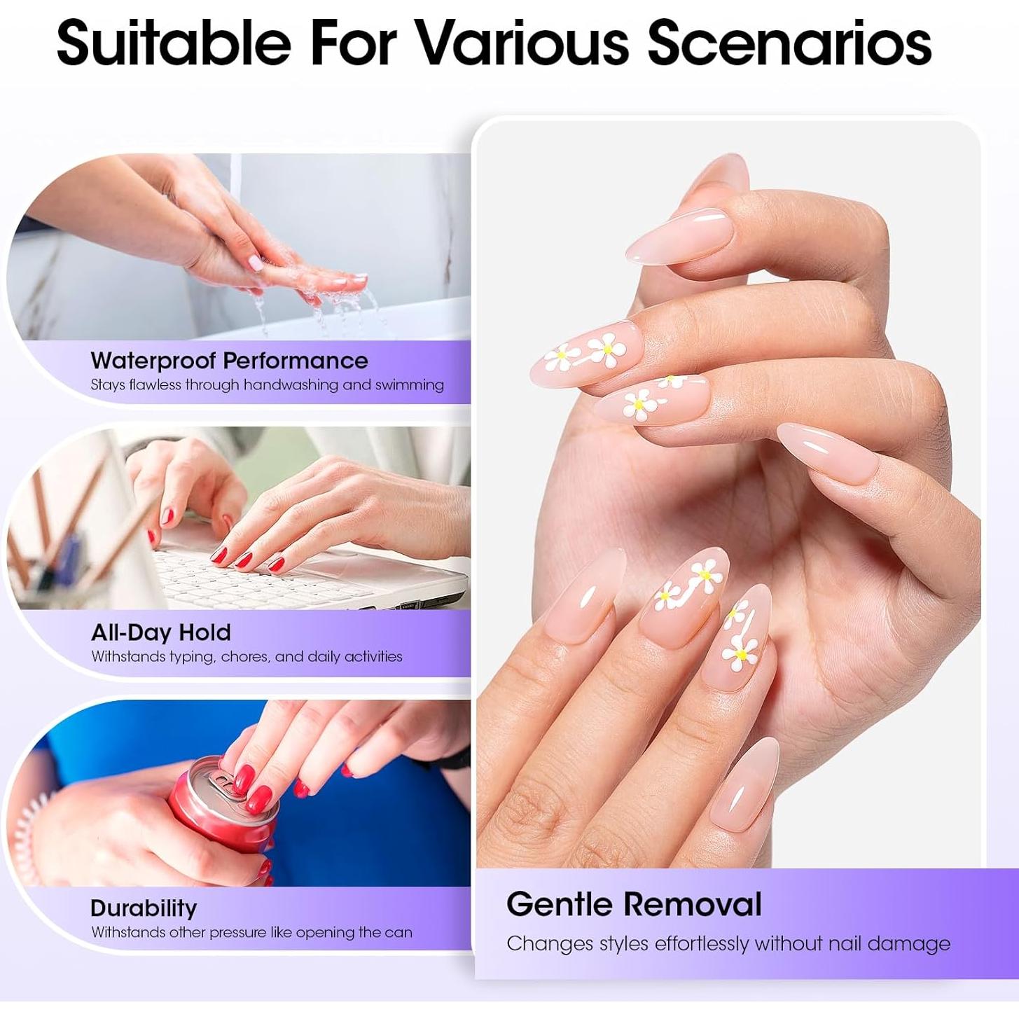 Gellen 360 Pcs Tabs Adhesivos para Uñas UV - 15 Hojas