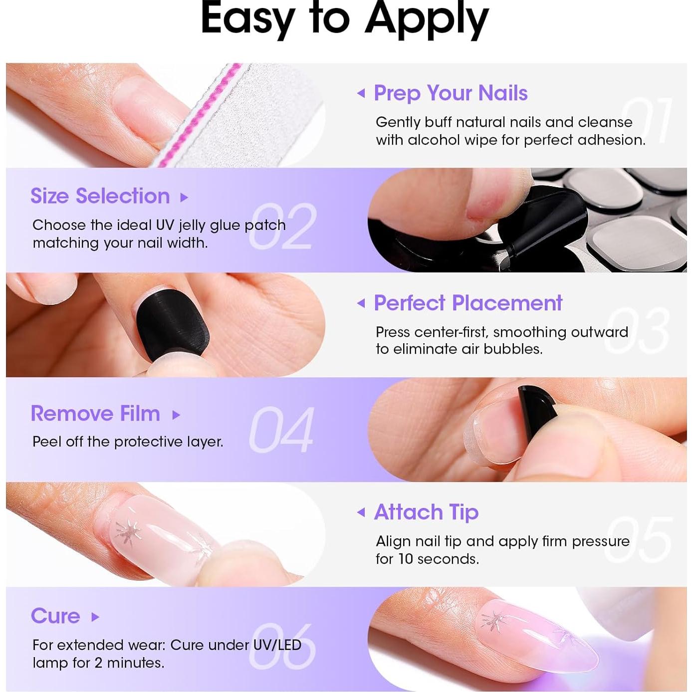 Gellen 360 Pcs Tabs Adhesivos para Uñas UV - 15 Hojas