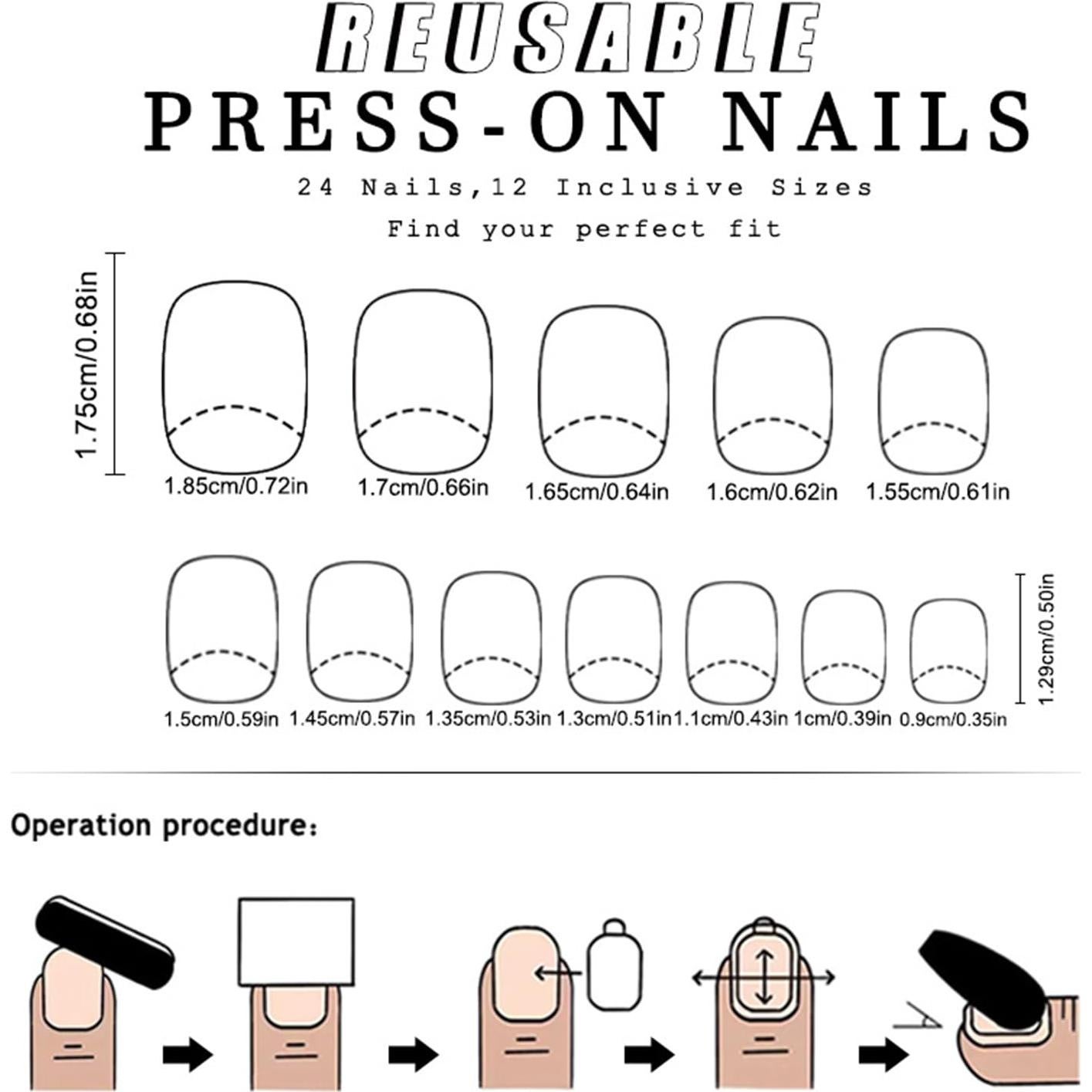 Uñas Postizas Cortas Cuadradas Tyuimhx 24 Pcs Punta Francesa Rosa