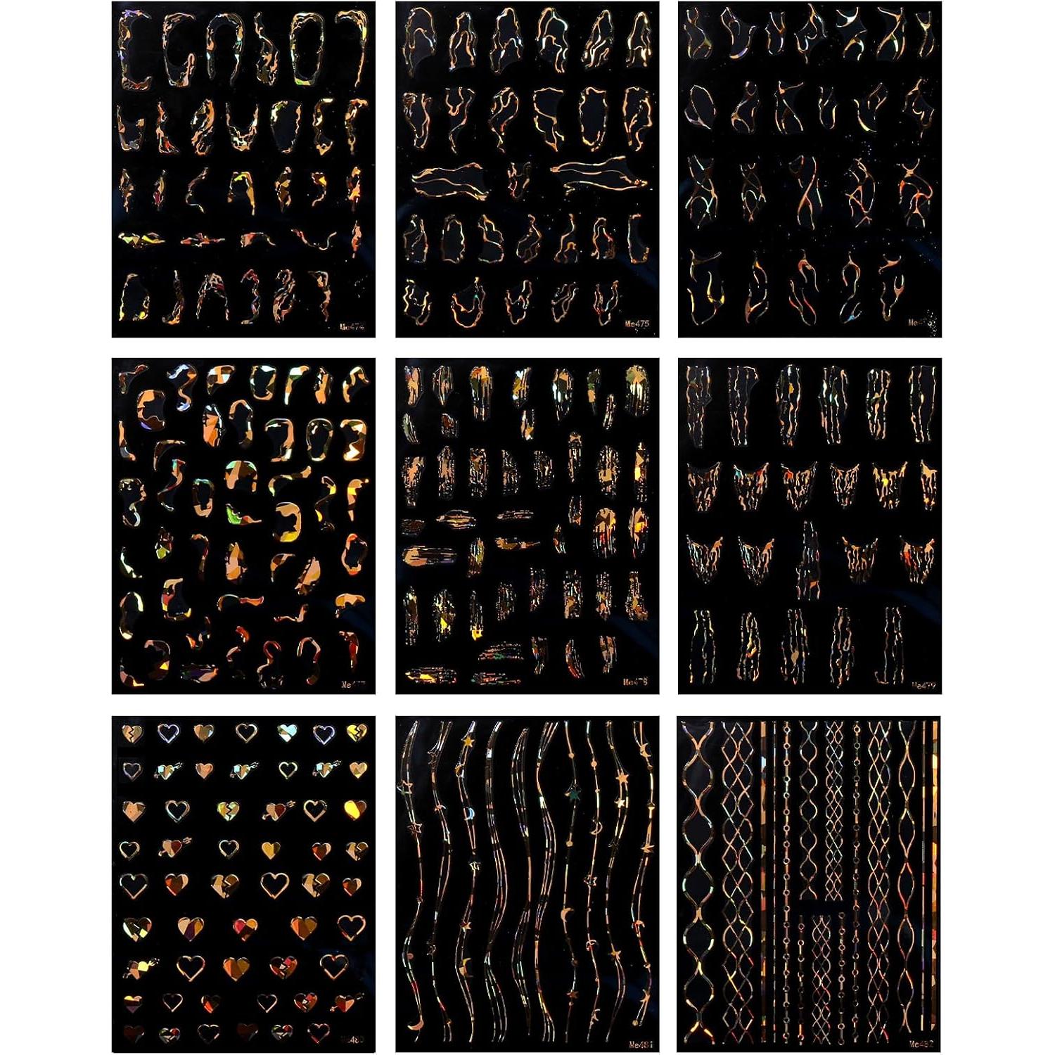 Calcomanías de Uñas JMEOWIO 9 Hojas Mármol Oro Autoadhesivas