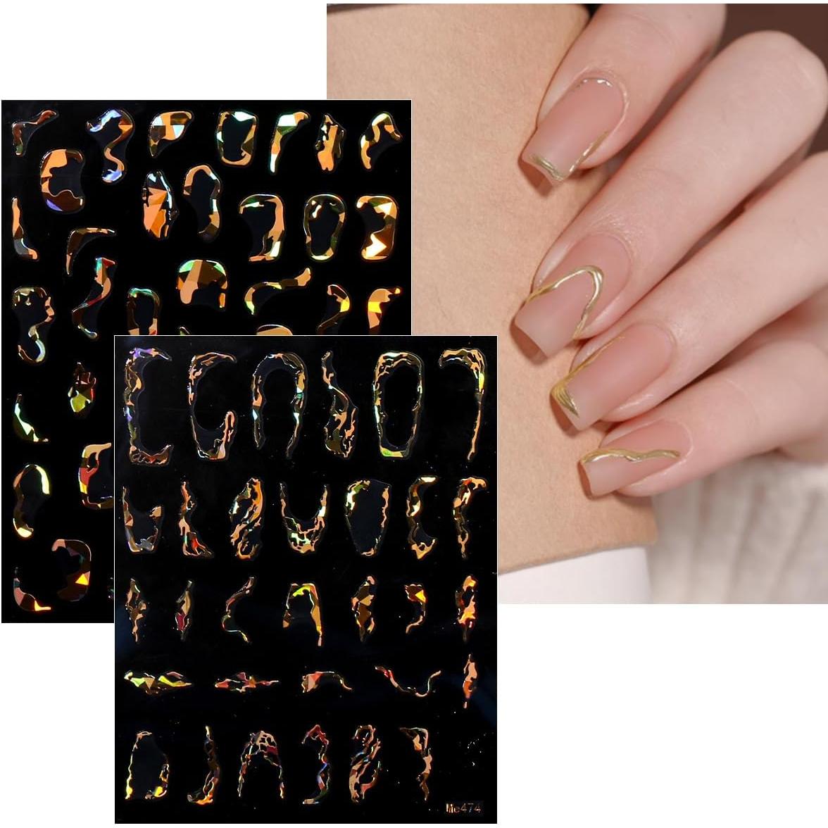 Calcomanías de Uñas JMEOWIO 9 Hojas Mármol Oro Autoadhesivas