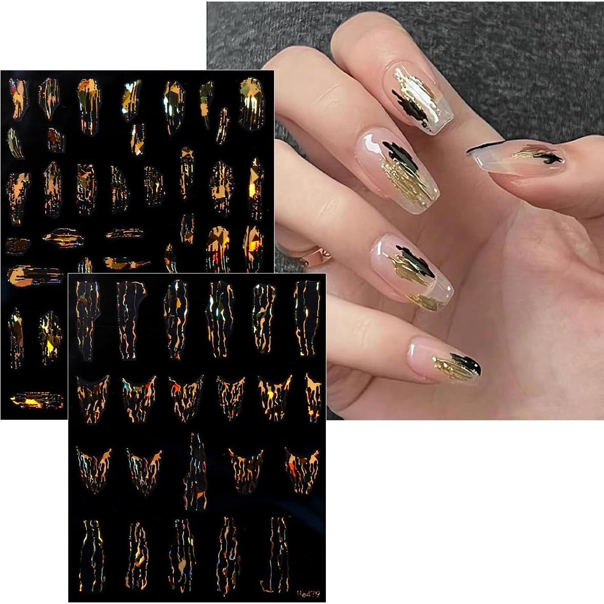 Calcomanías de Uñas JMEOWIO 9 Hojas Mármol Oro Autoadhesivas