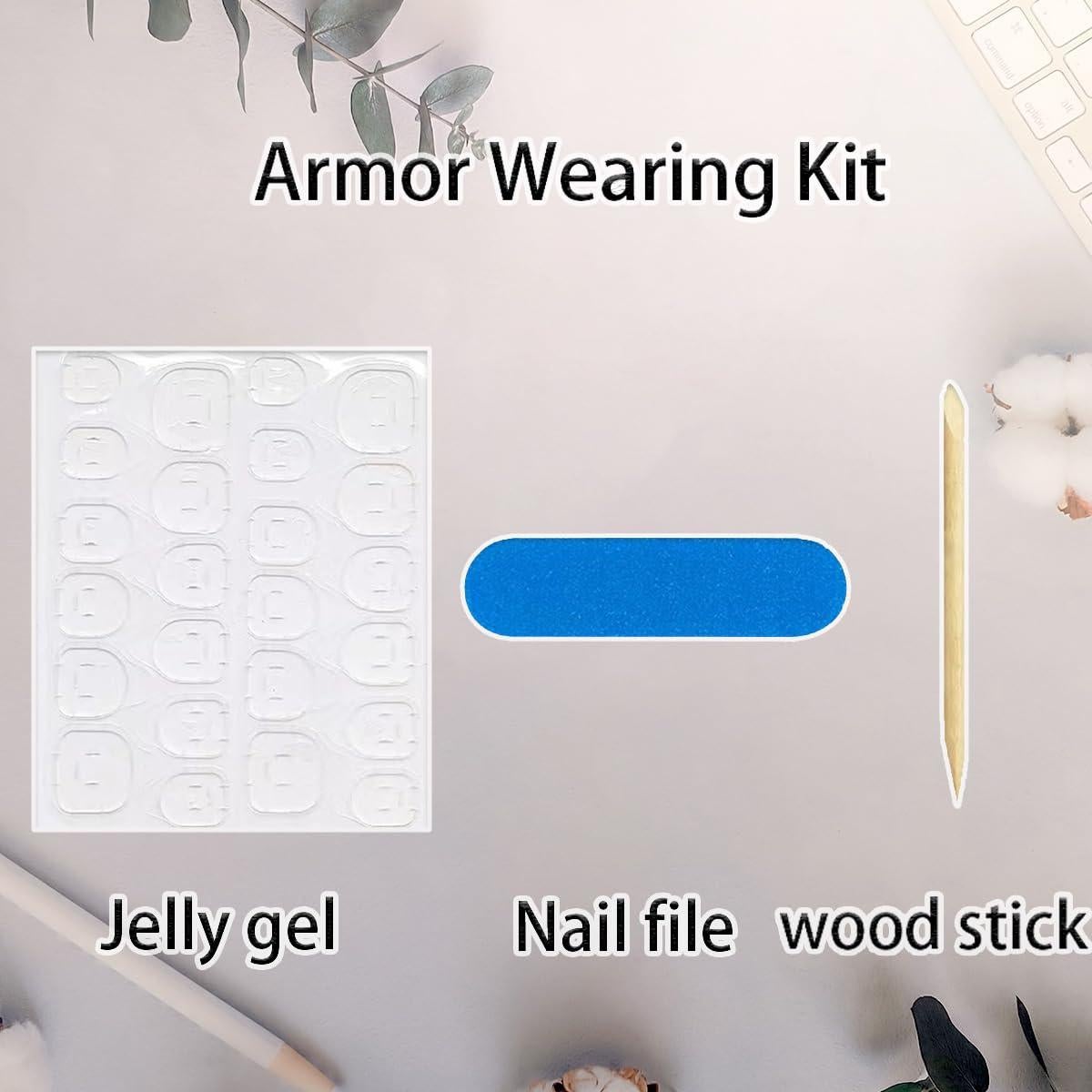 Uñas Postizas Cortas Francesas Marrones WBRRFJJ 24 Pcs