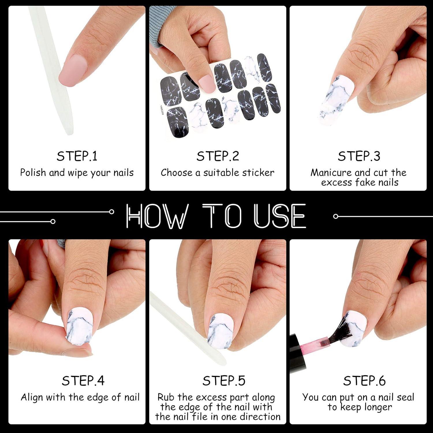 20 Hojas Stickers de Uñas Negras Autoadhesivas Maitys