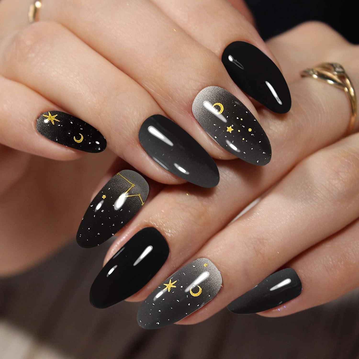 20 Hojas Stickers de Uñas Negras Autoadhesivas Maitys