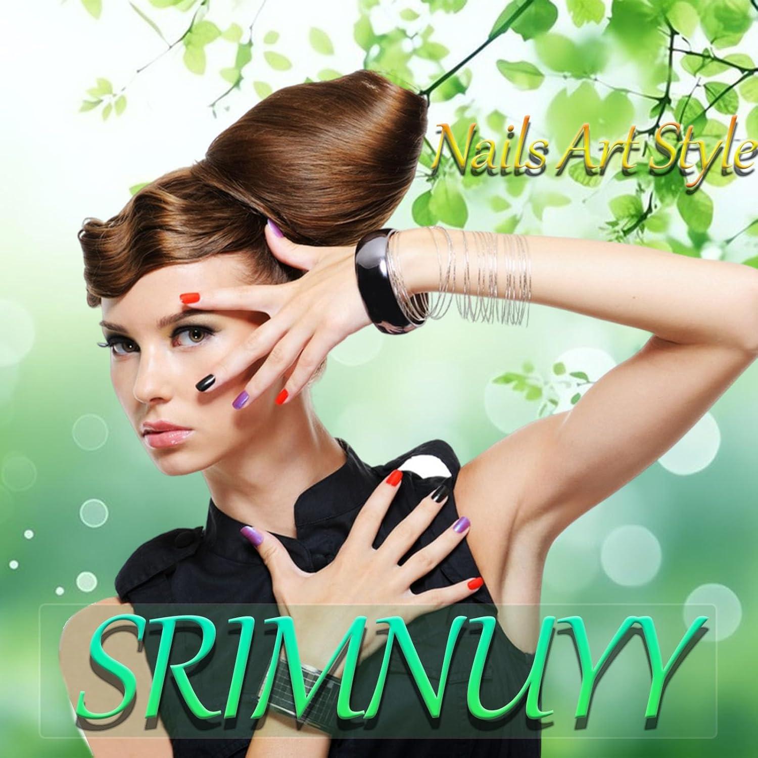 Uñas Postizas Cortas Almendra SRIMNUYY 24 Piezas Brillantes