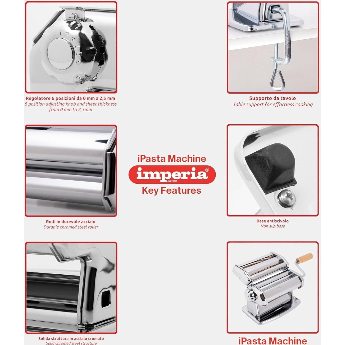 Máquina de Pasta Imperia 4100 Acero 150mm Fettuccine