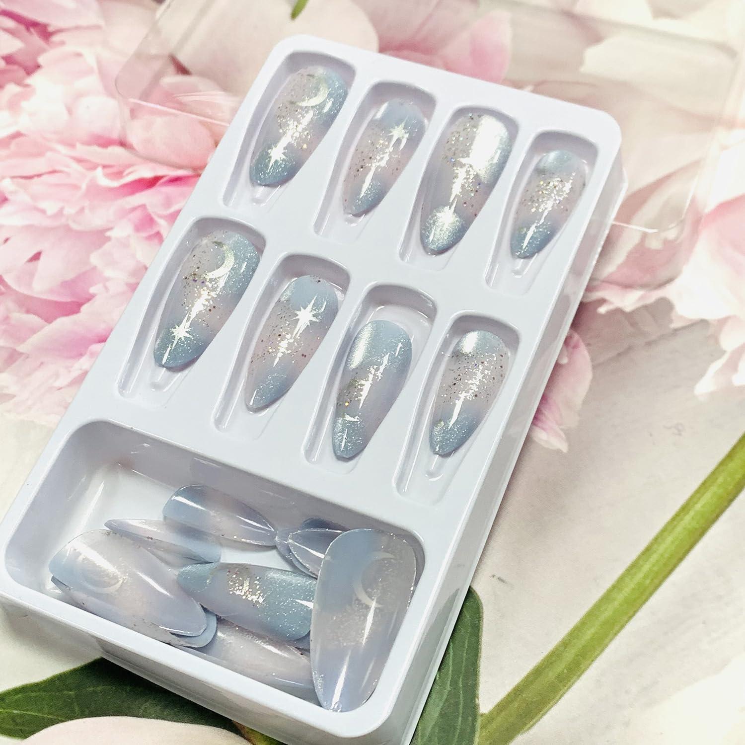 Uñas Falsas Almendras 24 Pcs FIEONCIY Acrílicas Brillantes