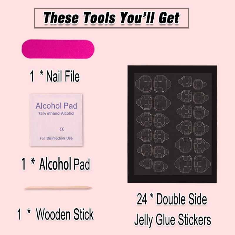 Uñas Postizas Almendra BAOYAALIN Rosa Caliente 24 Piezas