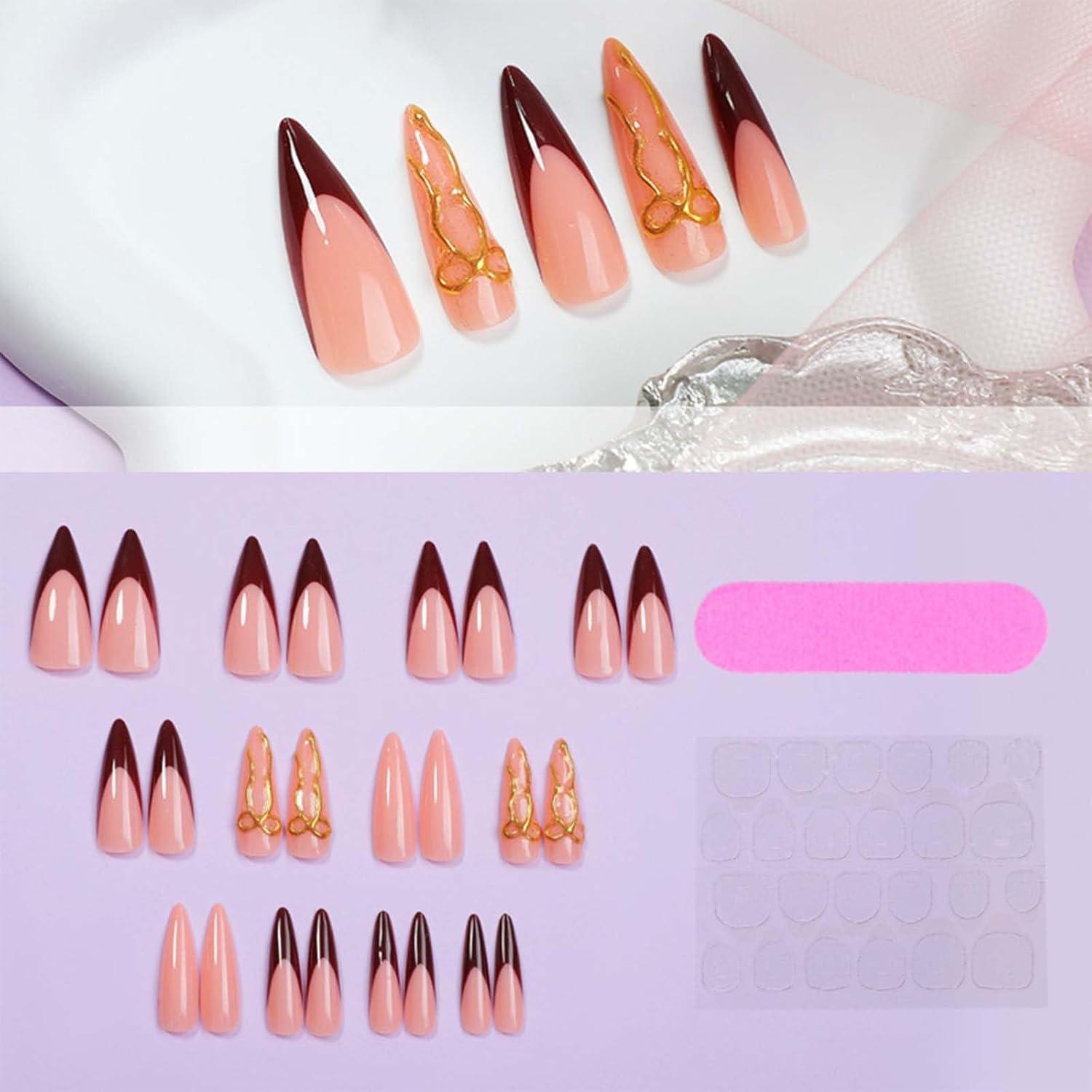 Uñas Postizas Estileto KASOICRA 24 Pcs con Pegamento y Lima