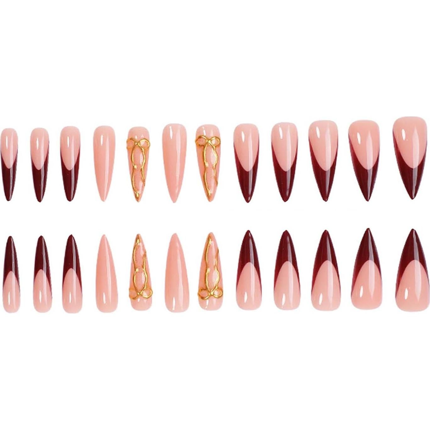 Uñas Postizas Estileto KASOICRA 24 Pcs con Pegamento y Lima