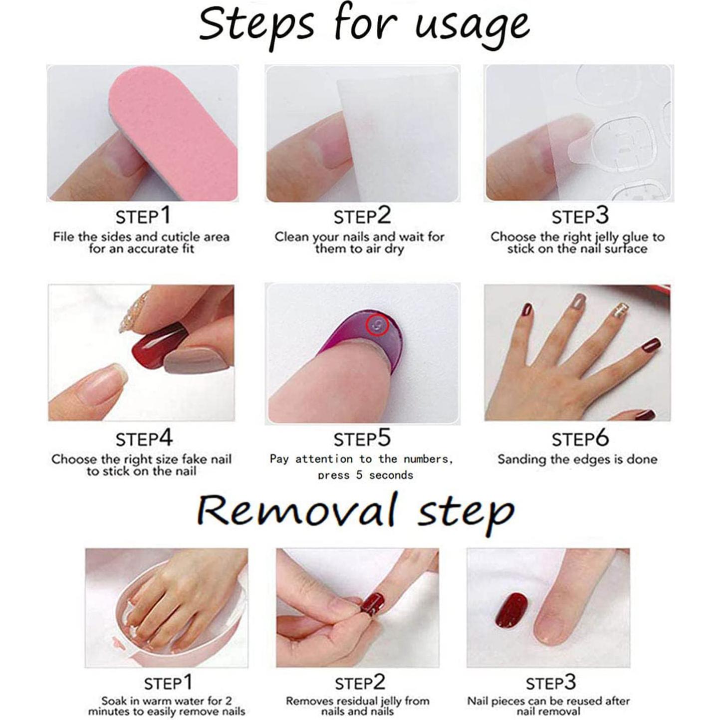 Uñas Postizas Acrílicas Reutilizables Tyuimhx - 24 Piezas