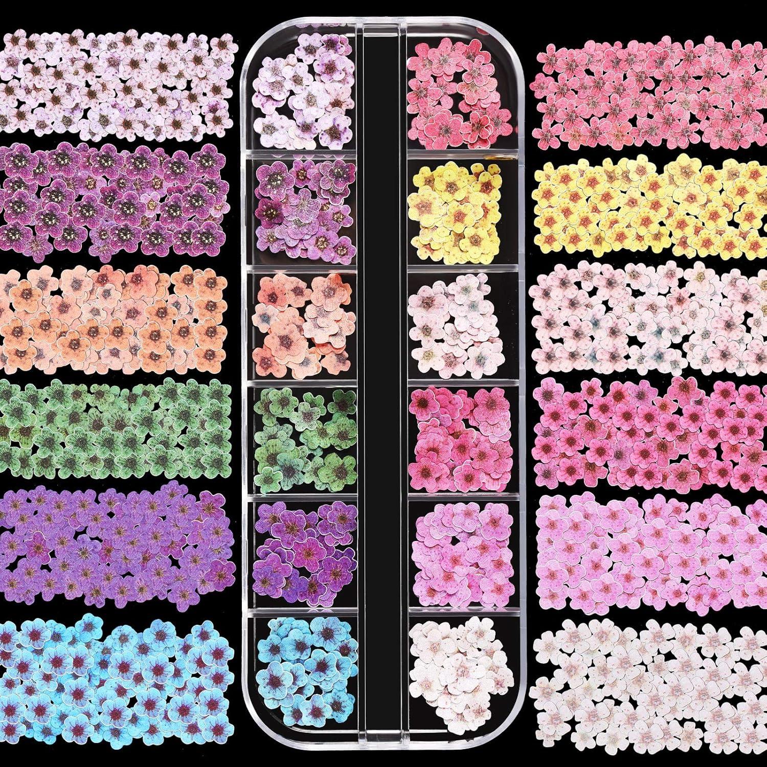 Maitys 3 Cajas 1080 Pcs Flores 3D para Uñas DIY Coloridas