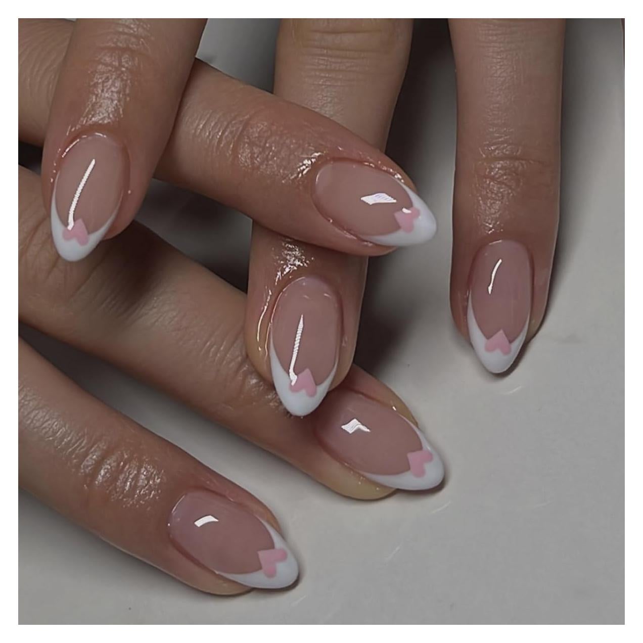 Kit de Uñas Postizas Cortas Almendras YEFIUO 24 Piezas