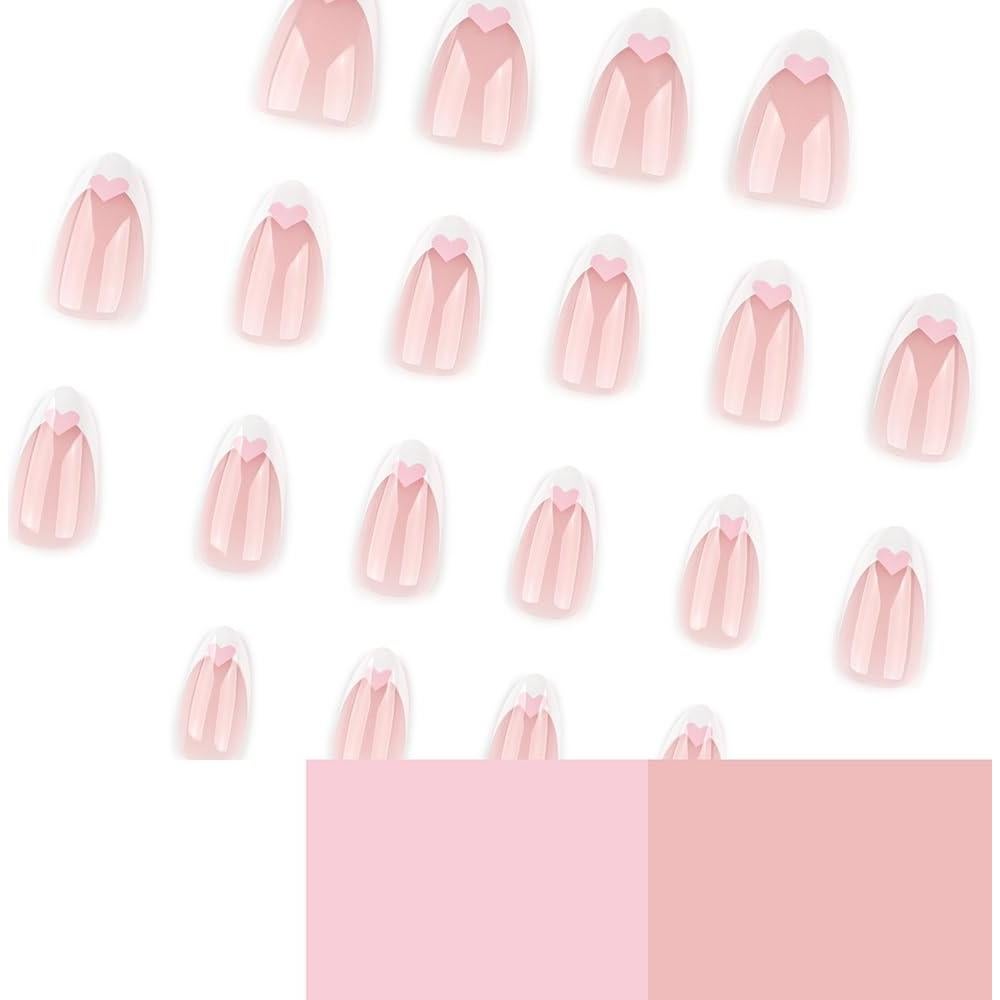 Kit de Uñas Postizas Cortas Almendras YEFIUO 24 Piezas