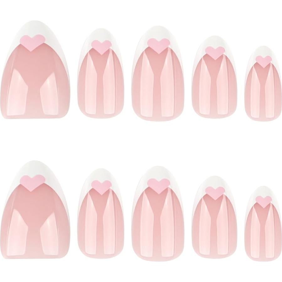 Kit de Uñas Postizas Cortas Almendras YEFIUO 24 Piezas