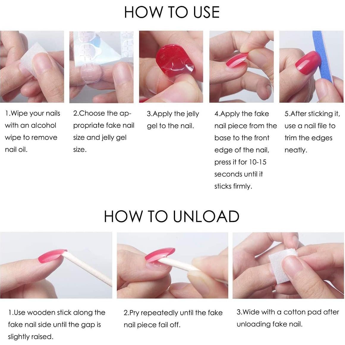 Uñas Postizas Cortas Cuadradas Francesas Plateadas 24Pcs