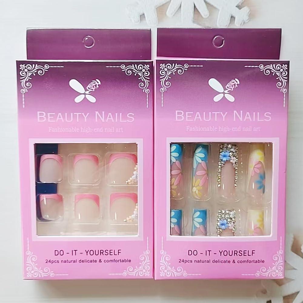 Kit de Uñas Falsas Presionadas 48 Piezas Teilihai