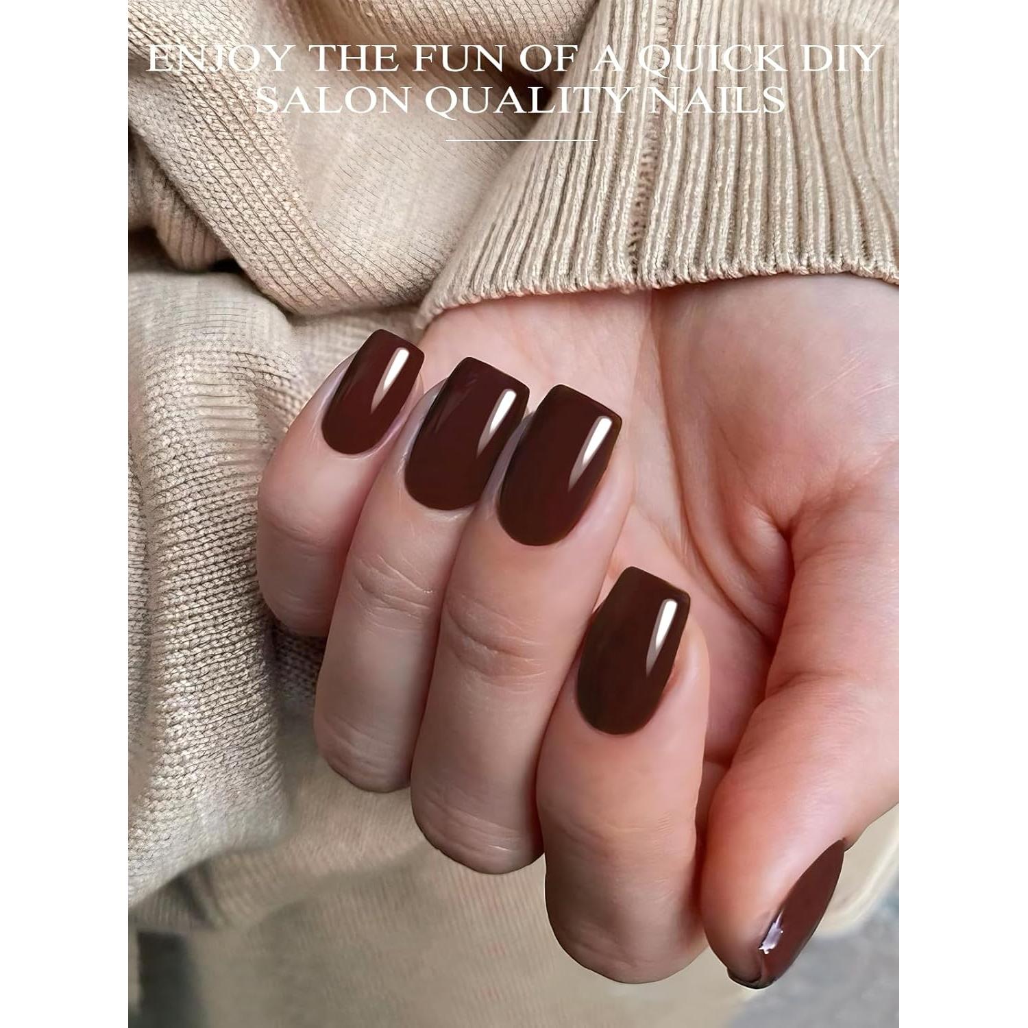 Tiras de Uñas de Gel EBANKU 24Pcs Chocolate Premium