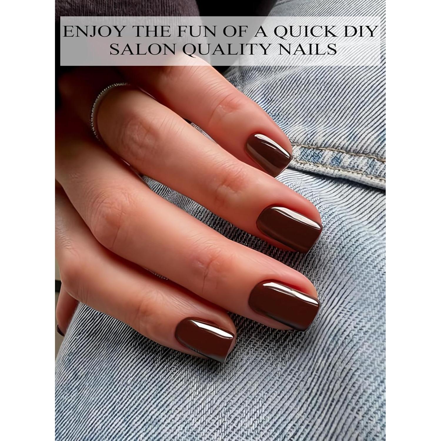 Tiras de Uñas de Gel EBANKU 24Pcs Chocolate Premium