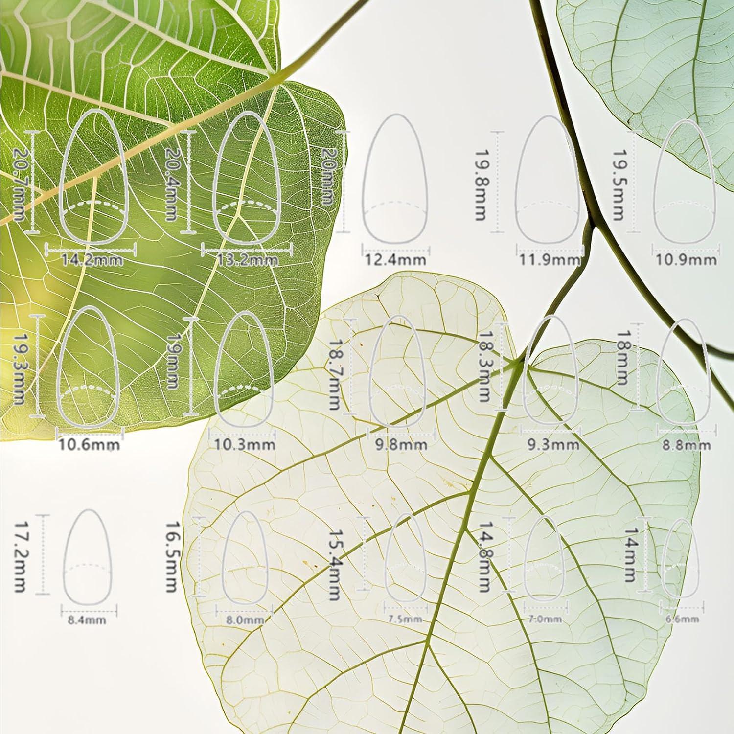 Uñas Postizas 3D Gold Curve Line AROVFAM 24 Pcs Almendras