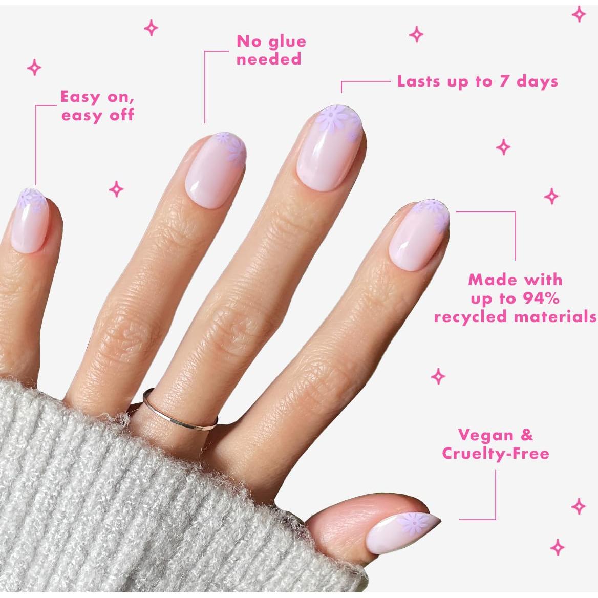 Uñas Postizas Olive & June Super Stick Mani - Cortas, 32 Uñas