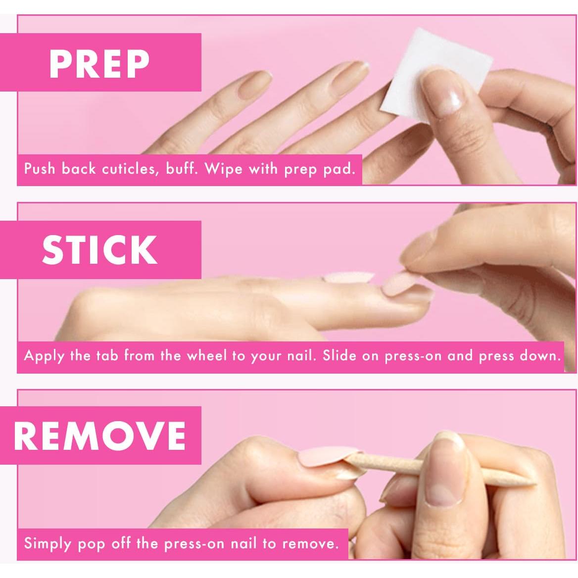 Uñas Postizas Olive & June Super Stick Mani - Cortas, 32 Uñas