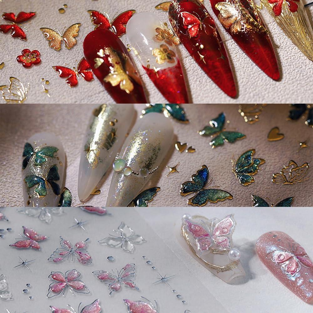 Calcomanías de Arte de Uñas 5D Mariposa Mulaibdin - 3 Pcs