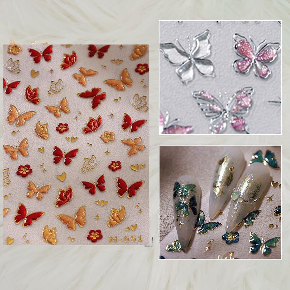 Calcomanías de Arte de Uñas 5D Mariposa Mulaibdin - 3 Pcs